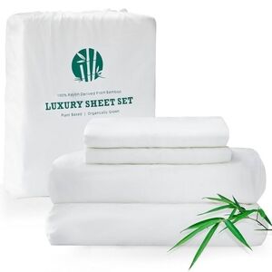 NIB Bamboo Sheet set 4 Pieces Queen White Deep Pockets